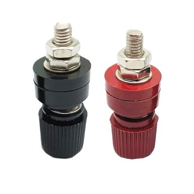 1Pair M6 333 Binding Post Banana Crimp Terminals 6mm Thread Weld Inverter Power Supply Splice Socket Post Connector(2Pcs Red)