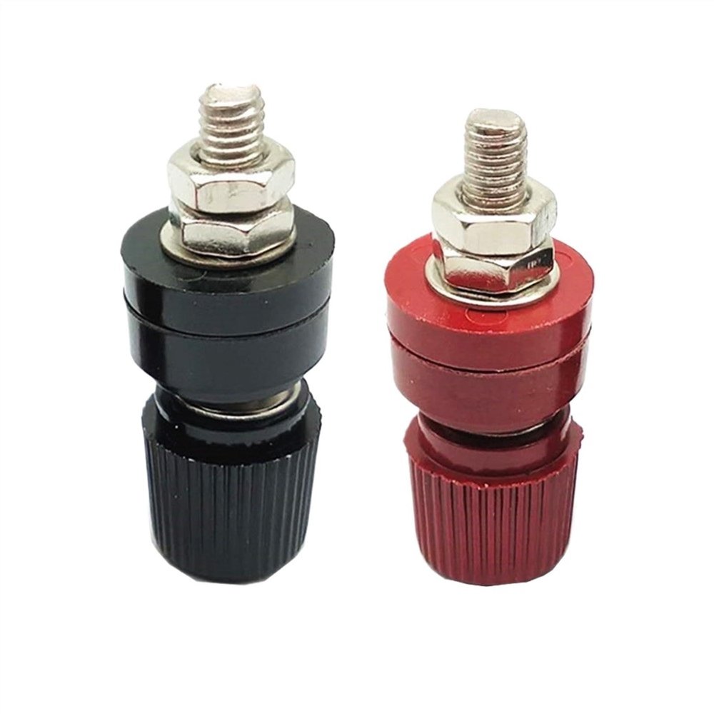1Pair M6 333 Binding Post Banana Crimp Terminals 6mm Thread Weld Inverter Power Supply Splice Socket Post Connector(2Pcs Red)