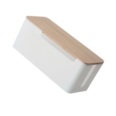 Holibanna Charging Cable Container Socket Storage Case Wire Organizer Box Outlet Box for Home Office Living Bamboo Lid