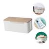 Holibanna Charging Cable Container Socket Storage Case Wire Organizer Box Outlet Box for Home Office Living Bamboo Lid view 3