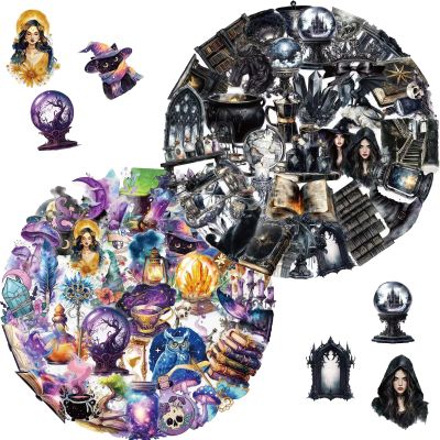 100 Pcs Mystical Witchy Magic Transparent Stickers, Potion Witchcraft Supplies Sticker,Dark Aesthetic Sticker for Adults,Scrapbooking,Journaling,Planner, Laptops (Dark Witchy)