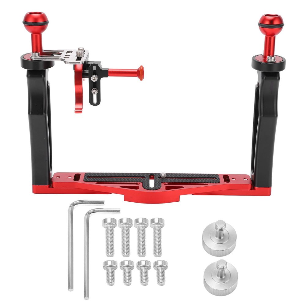 Dual Handle Aluminum Stabilizer Rig for Diving Camera Housing with Shutter Lever