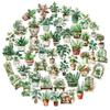 100PCS Green Plant Transparent Stickers,Potted Plant Floral Decals Stickers for Scrapbook Laptop Water Bottles Phone Guitar Decals for Adults (Green Plants) view 3