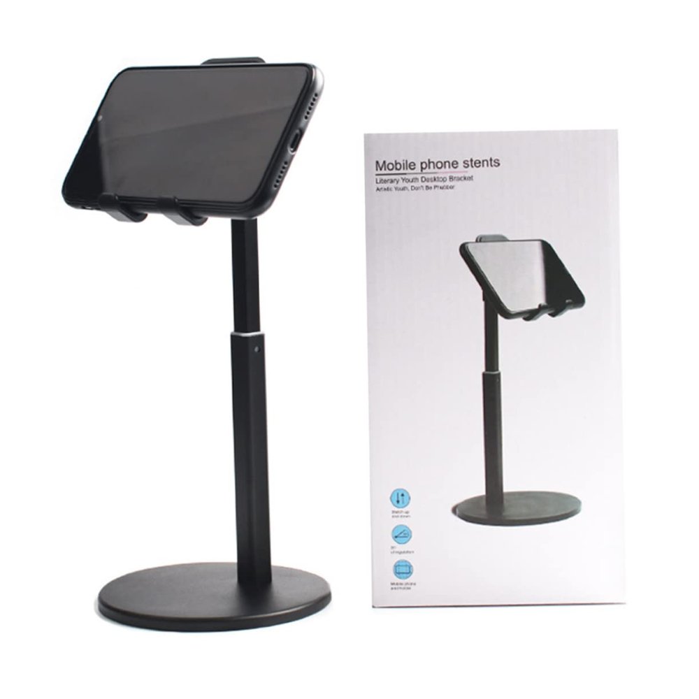 DIYEAH Phone Holder Telescopic Design Heavy Duty Desk Stand for Tablets and Cell Phones Black
