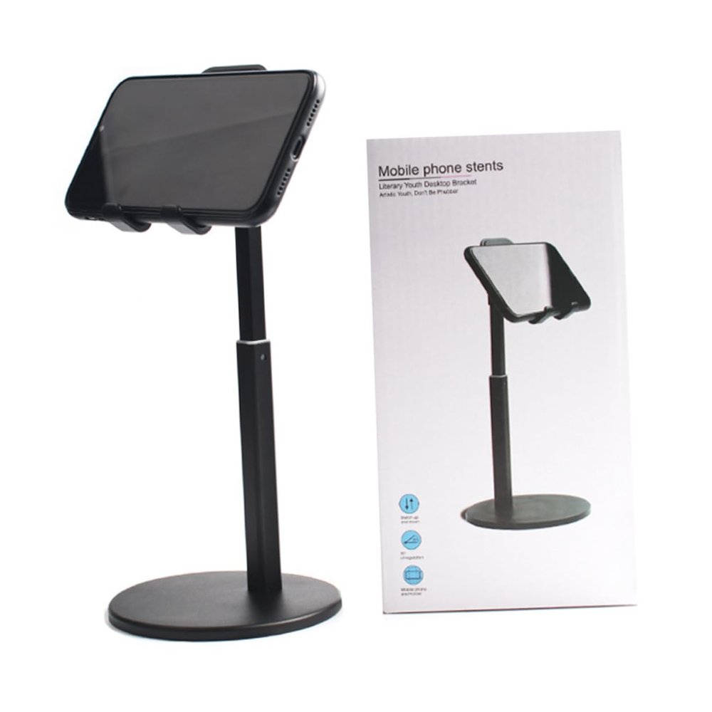 ERINGOGO Universal Telescopic Phone Bracket and Easy-Adjustable Stand for Tablets/for Desktop Study Living Room Office (Black)