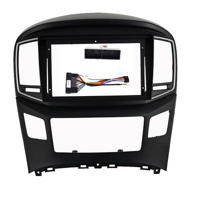 HJLXCSLUJ Car Replacement 9 Inch Car DVD Frame Audio Dash Trim Kits Facia Panel Radio Player Screen 2 Din Compatible with H1 Starex 2015-2018 Kit Frame Car Interior(Frame an Cord-Black)