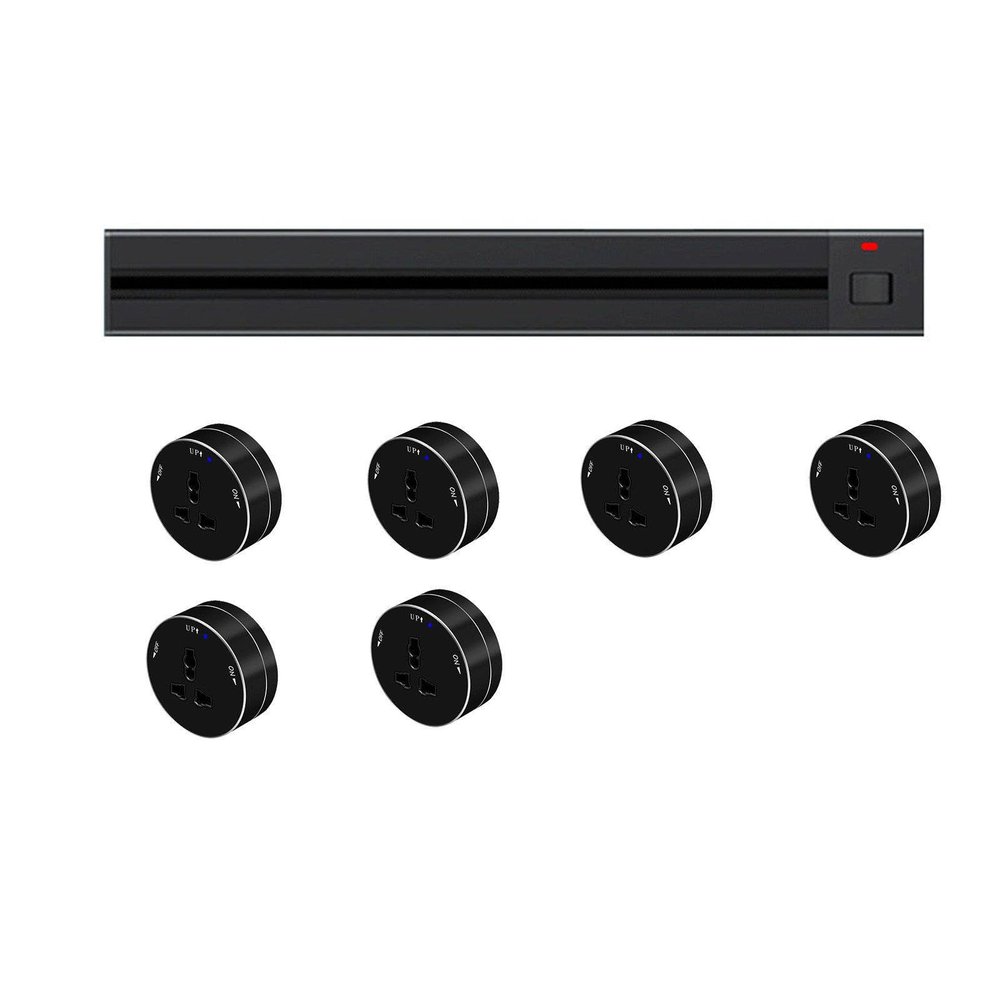 Adjustable Aluminum Track Socket with Removable Outlets - 8000W High Power, 40-100cm Length - for Kitchen, Office, and Home Use,80CM