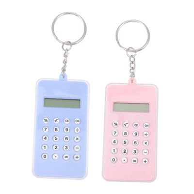 MERRYHAPY 2pcs Adorable Calculator Key Chain Pendant for Office School Creative Decompression Gift Sky Blue Pink Practical Mobile Phone Bag Ornament for Students