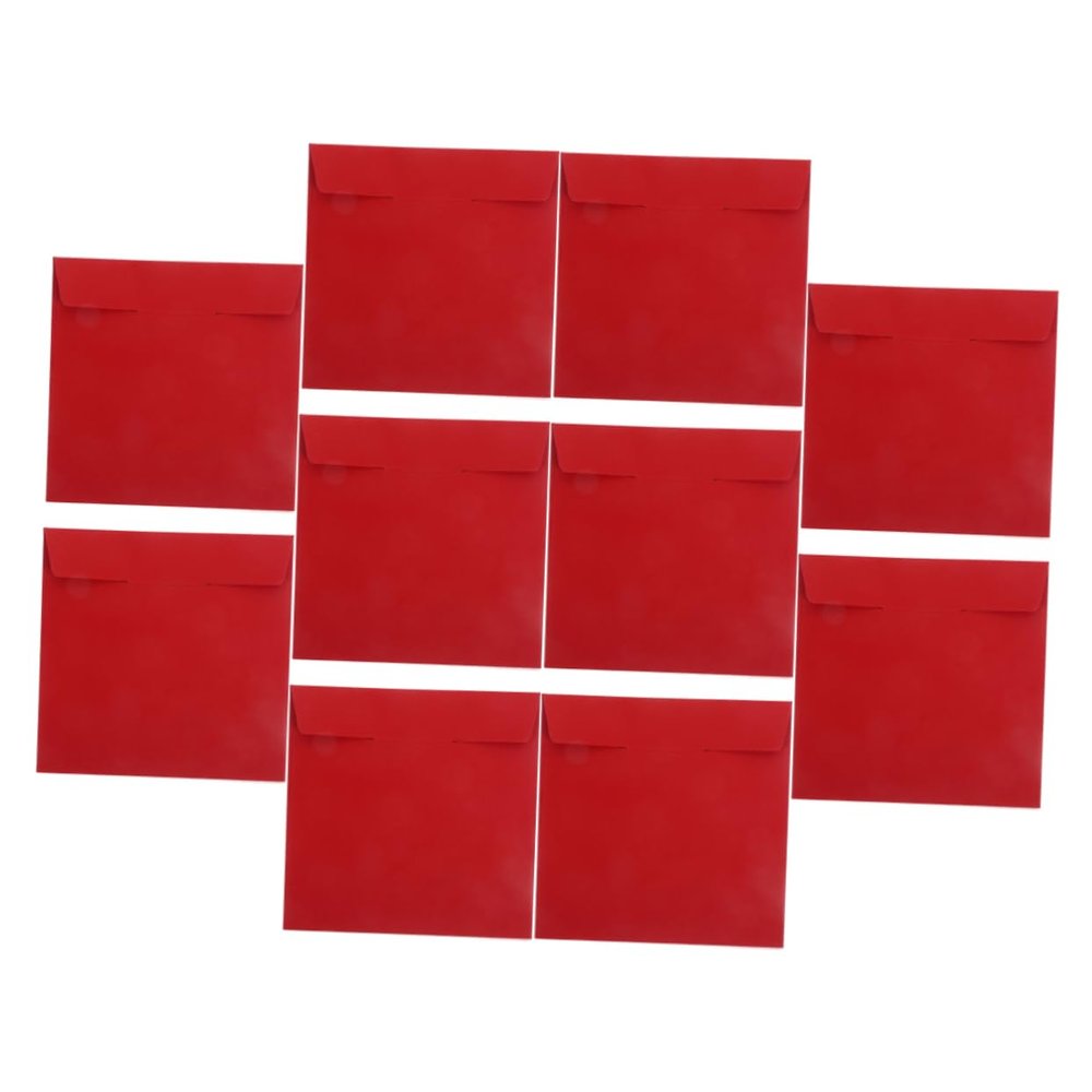 HEALLILY 10pcs Red Cd Sleeves Paper Envelopes Cardboard DVD Storage Holders for Photographers and Advertising Materials Elegant Packaging