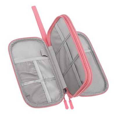 Angoily Digital Accessories Storage Bag Portable Travel Cable Organizer Pouch Dual Case for Headphones Chargers and Usb Drives Blush