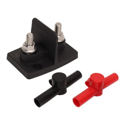 Nutriess Dual M8 Terminal Block Power Distribution 2 X M8 Studs 2pcs Black Red Insulator Cars Ships Efficient Connection