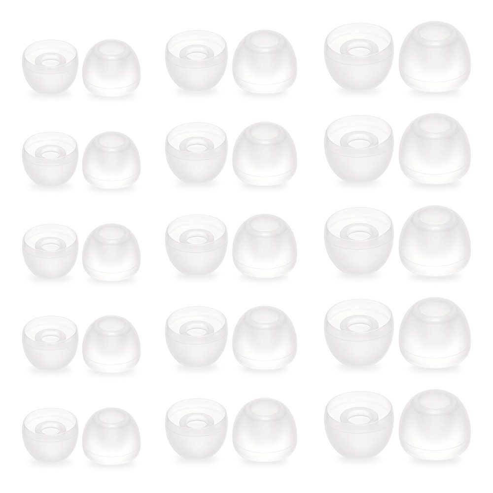15 Pairs Earbud Tips, Clear Silicone Ear Bud Replacement Tip in-Ear Headphones Soft Earbud Covers Eartips Fit Most in-Ear Earbud15 Pairs, S/M/L Sizes