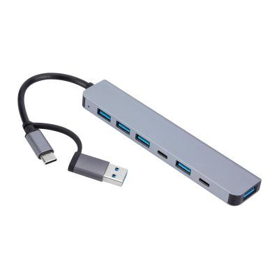 Fuhiueos 7 in-1 UsbC Adapter TypeC Multiports Adapter UsbC Hub with 2 TypeC Port 5 USB 2 Type C Ports Hub for Laptops