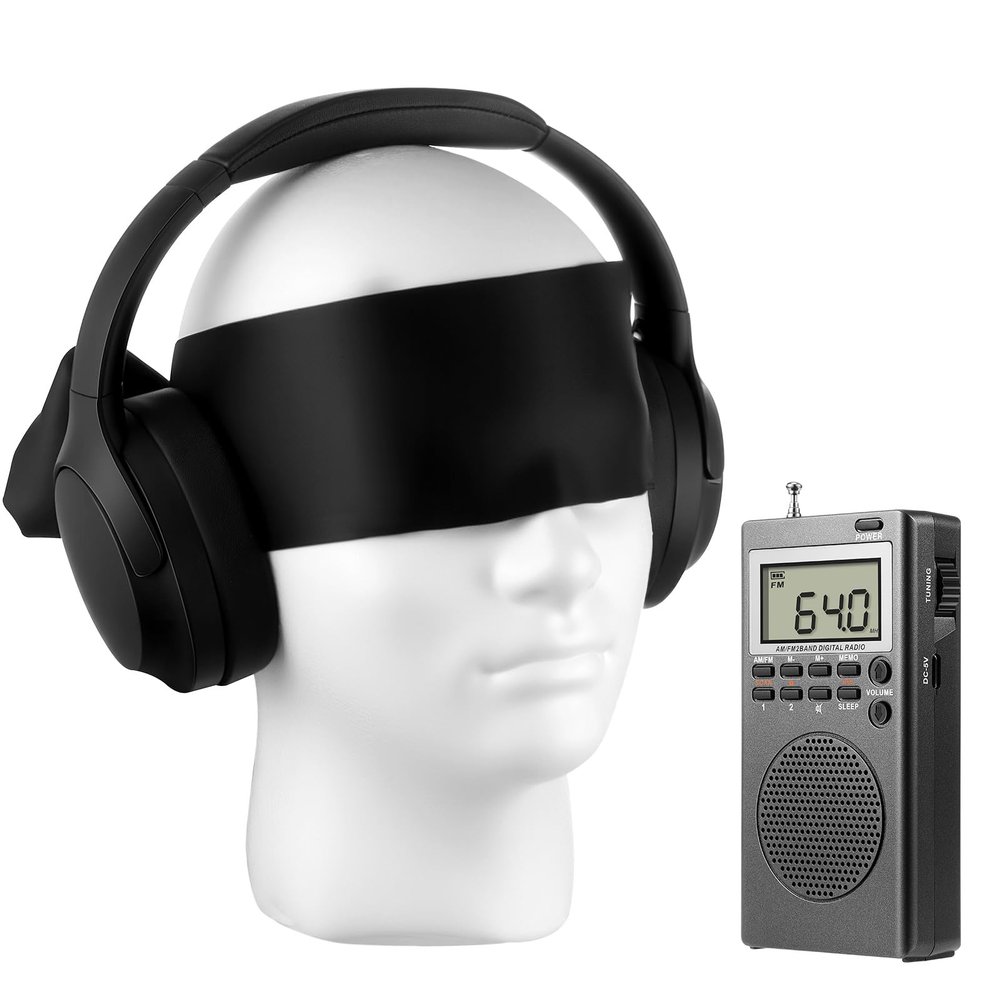 Dunzy 3 Pcs Ghost Hunting Equipment Starter Kit with Ghost Box Headphones and Blindfold Paranormal Investigation Hunting Device for Home Office Outdoor