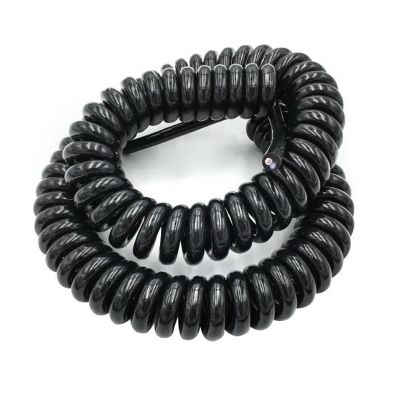 Spiral Telescopic Spring Coiled Cable Wire - Pure 2 Cores Spiral Power Cord Cable 14AWG to 24AWG Black Spring Expandable Wire 2.5-7.5 Meters Telescopic Wire spiral extension(2 core 20AWG,Line length 2