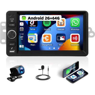 2G+64G Android Car Stereo Radio for Chevy Chevrolet Silverado SSR Tahoe 2003-2006,GMC Siera Yukon 2003-2006,Hummer 2003-2006 Wireless CarPlay Android Auto GPS 7 inch Touchscreen EQ SWC Backup Camera