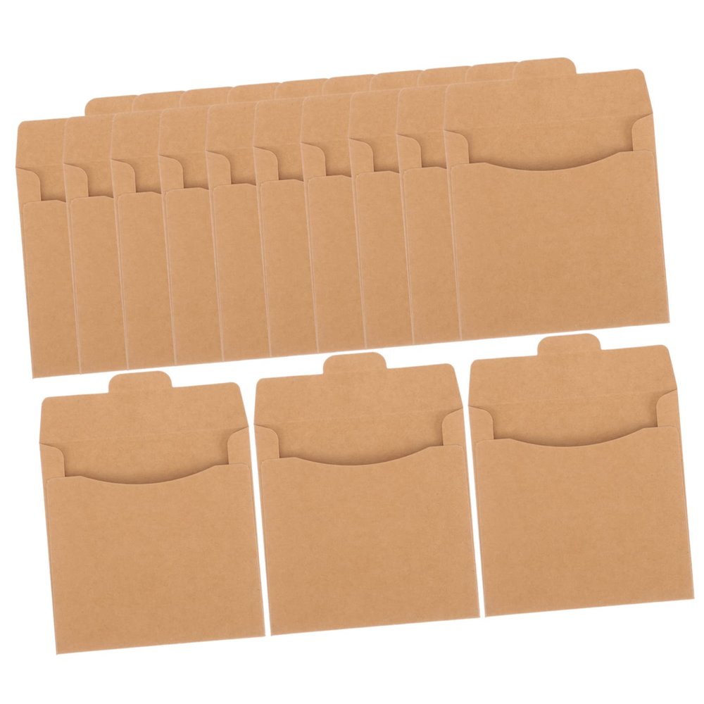 DIYEAH 50pcs Kraft Paper Cd Sleeves DVD Storage Bag Cd Covers for Home Office School