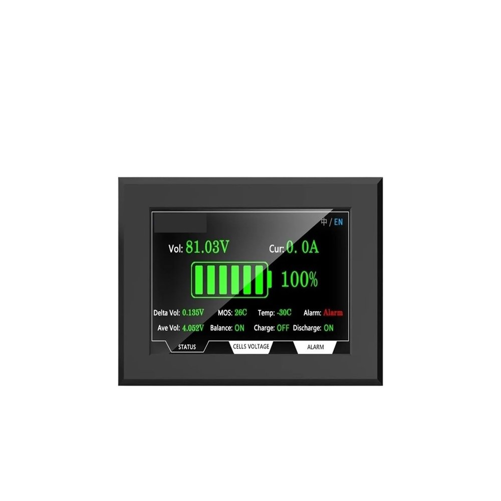 KACOME BMS 4.3-inch Screen 88.5 * 135.9mm TFT LCD Display Voltage Current SOC Touch Screen Temperature Indicator
