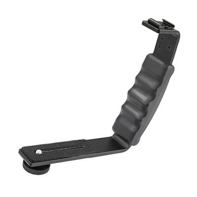 Aluminum Alloy L-Bracket Handle for DJI Osmo Mobile 2/3 & Smooth 4  Dual 1/4" Mounts, Adjustable Rail, Non-Slip Grip