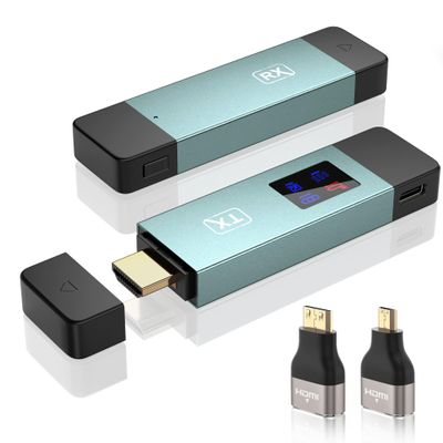 2025 Upgraded Wireless HDMI Transmitter and Receiver, LED Display, 4K Decode 1080P@60Hz Ultra HD Video Output, Plug&Play 5G+2.4G for Video and Audio to Monitor from PC/Projector/TV Box