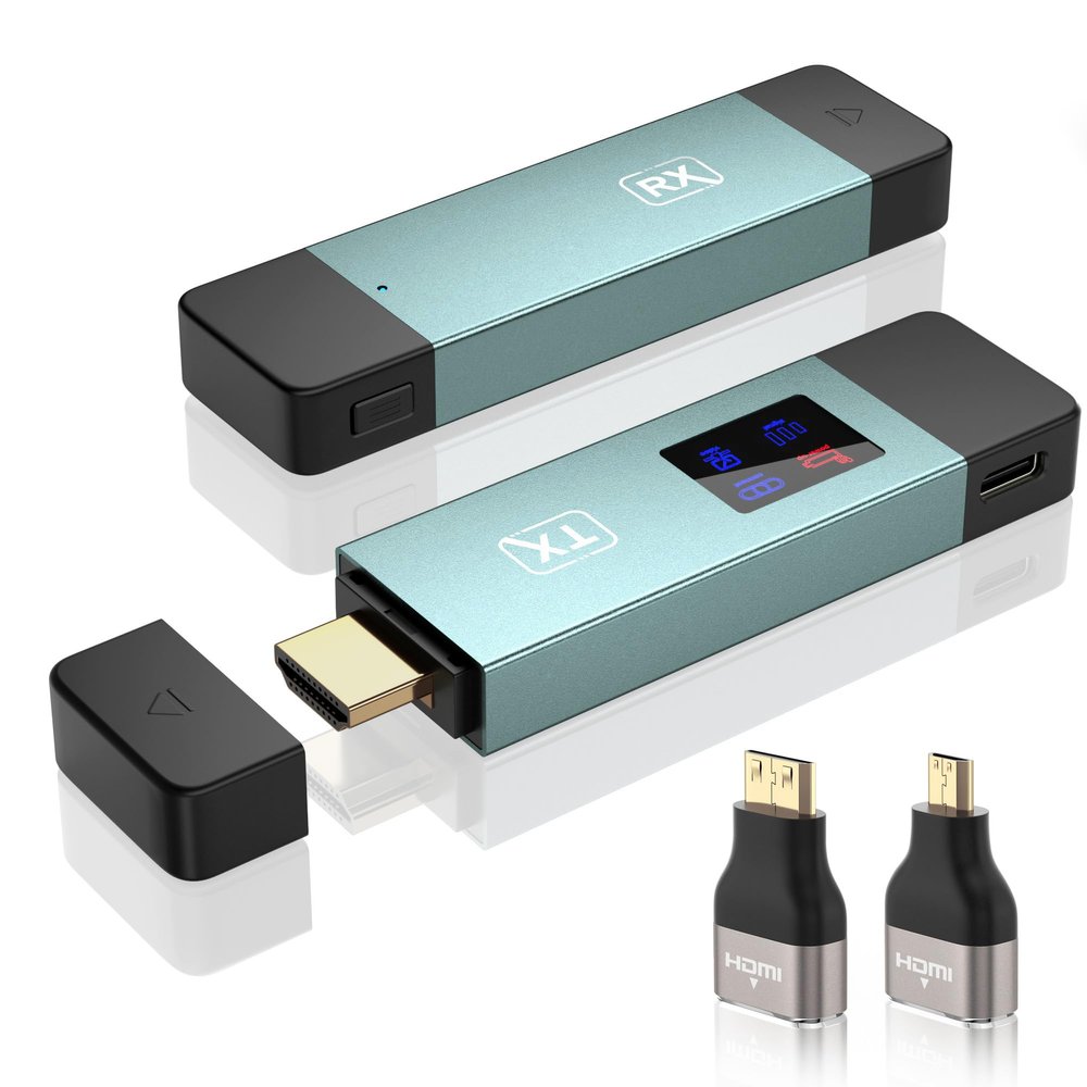 2025 Upgraded Wireless HDMI Transmitter and Receiver, LED Display, 4K Decode 1080P@60Hz Ultra HD Video Output, Plug&Play 5G+2.4G for Video and Audio to Monitor from PC/Projector/TV Box