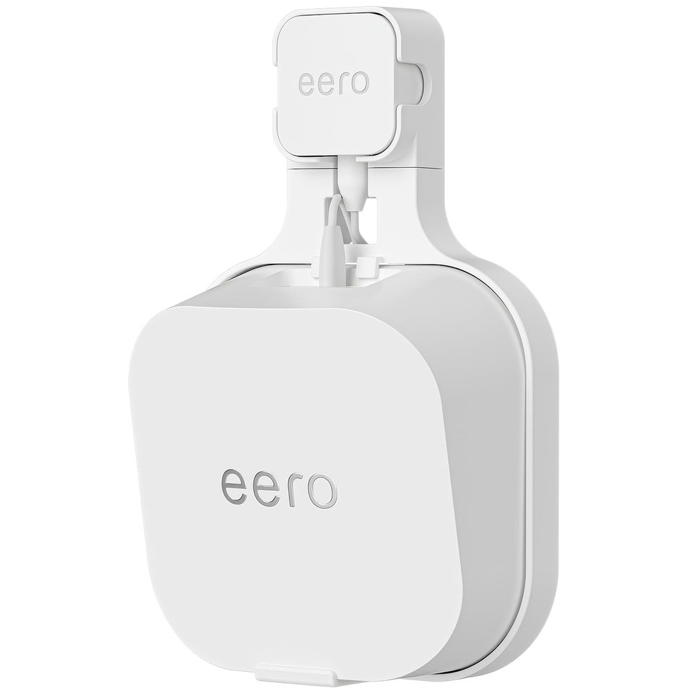 PUUUCI Outlet Wall Mount Bracket for eero 7 Mesh Wi-Fi 7 Router - A Space-Saving Accessory with Cord Management, Supports Vertical or Horizontal Outlets (White, 1 Pack)