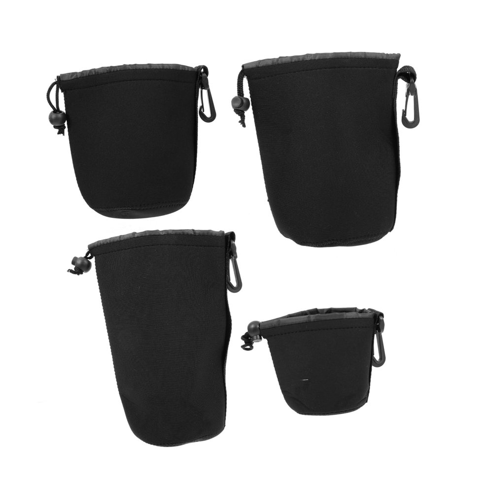 Happyyami 4pcs Lens Storage Pouch Set Elastic Camera Lens Bag for Dslr Mirrorless Lenses Shock and Protective Case for Photography Accessories
