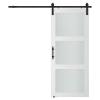 32 x 84 in 3-Lite Frosted Glass and Wood Paneled Barn Door with Installation Hardware Kit view 4