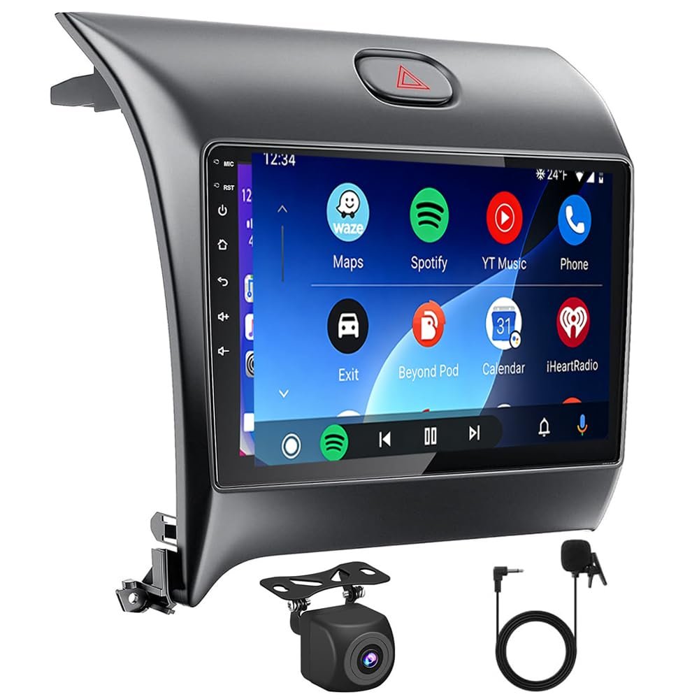 4+64G Android 13 Car Stereo Radio for Kia Forte SX EX 2013-2018 with Wireless Carplay Android Auto 4 Channels 9 inch Double Din Car Radio GPS WiFi Bluetooth HiFi FM RDS 1280 * 720 Backup Camera SWC