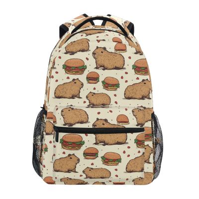 ALAZA Capybaras and Hamburgers Backpack for Women Men,Travel Casual Daypack College Bookbag Laptop Bag Work Business Shoulder Bag Fit for 14 Inch Laptop