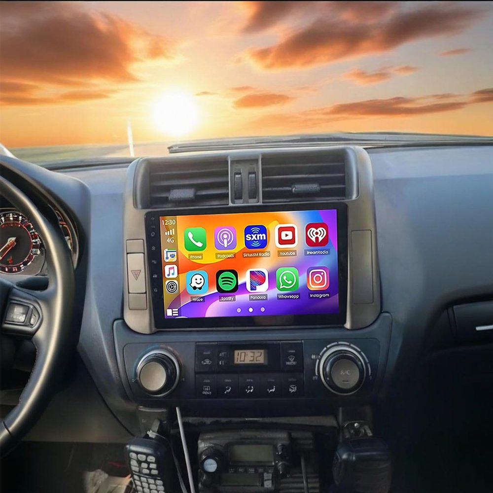 Bobuluo 9inch Android 14 Car Stereo Radio Compatible for Toyota Prado 150 2009-2013, 2GB+32GB Screen Car Stereo with Wireless Carplay Android Auto GPS Navigation WiFi Bluetooth Backup Camera Mic