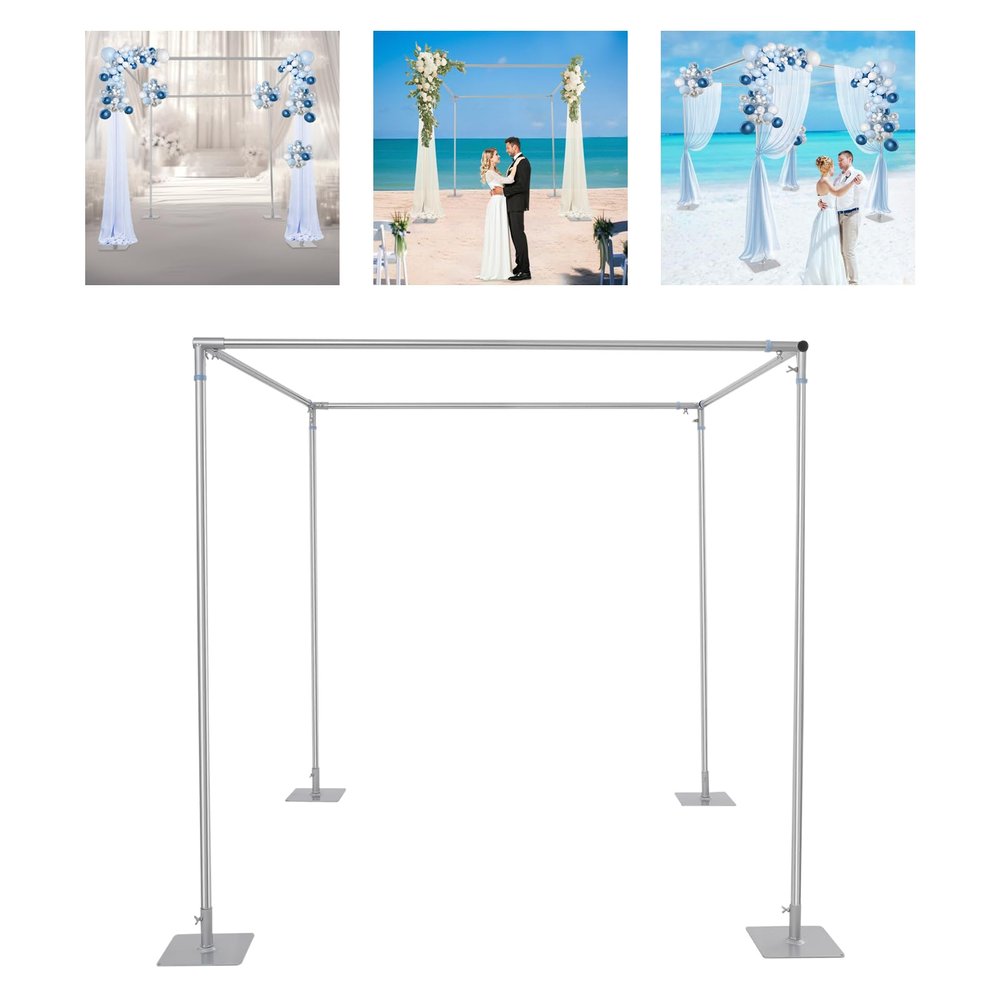 10FT Adjustable 4-Post Canopy Hardware Kit-Heavy Duty Metal Wedding Backdrop Stand with Quick Assembly,Durable Outdoor for Photography Booth,Ceremonies & Party Decorations.
