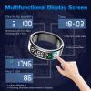 MagLoop Smart Ring Health Tracker for Men/Women with LED Dispay Screen,Fitness Ring Sleep Tracker,Fast Charging,for Pedometer Exercise,Monitor Sleep,Heart Rate, Stress,Waterproof (Silver,8) view 4