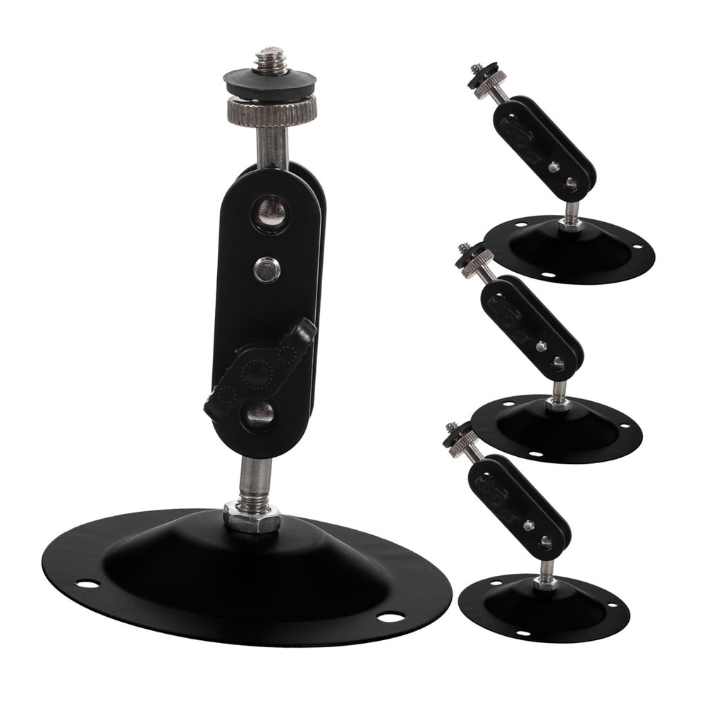FELTECHELECTR 4sets Security Camera Wall Mount Bracket Holder for Camera Wall Mount Stand Easy Install Black