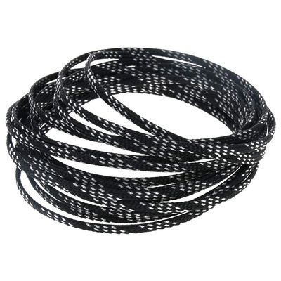 Heyiarbeit Braided Cable Sleeve 4mm x 5m PET Expandable Insulation Nylon Wire Protector Cable Sheath,Black Silver Flexible Wire Mesh Sleeve