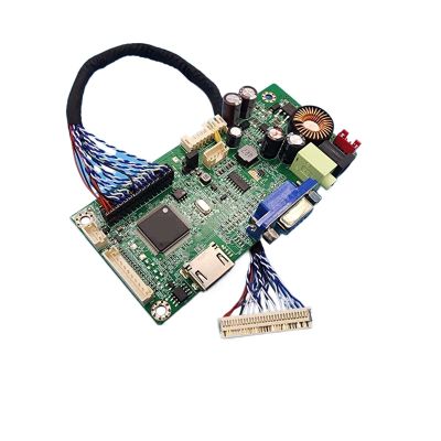 RYEAZIQI for 17-27inch LCD Screen Drive Board HDMI VGA to LVDS Control Motherboard FHD Integrated LED Backlight Inverter 30Pin Cable(1366-768)