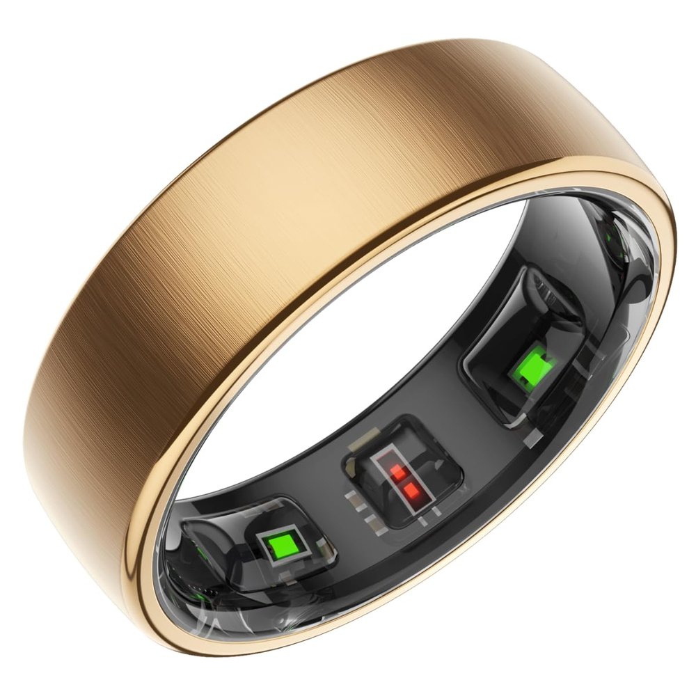 Gen Pro 2 Smart Ring for Men & Women's, Qring with No APP Subscription with Heart Rate, Wireless Chargeing, Sleep Monitoring & Remote Camera Control, Waterproof Ring (Gold, 9)