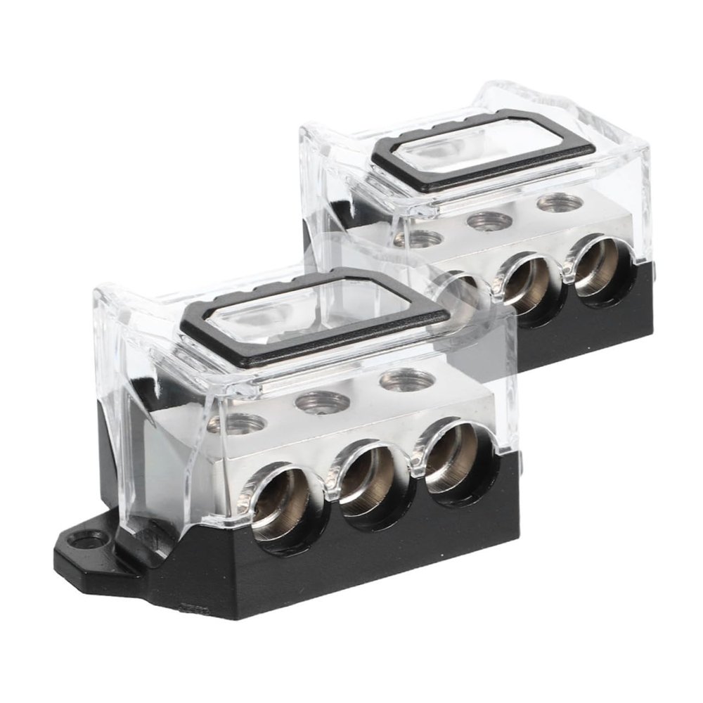 GLEAVI 2pcs Splitter Ground Distribution Block Way Copper Amplifier Connection for Car Audio Construction Easy Installation Stable Output for Enhanced Audio Quality