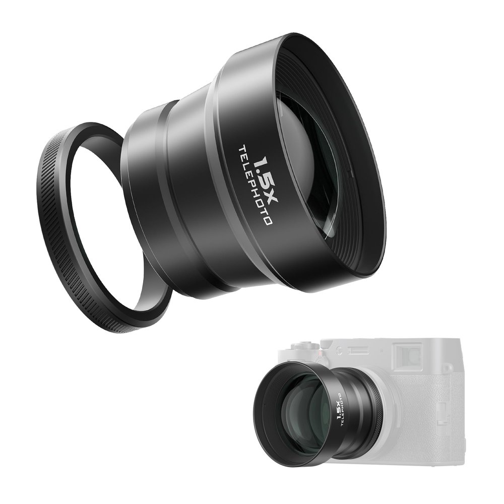 Freewell 1.5X Telephoto Lens Compatible with Fuji X100VI X100V  Enhanced Zoom & Lightweight Design-Black