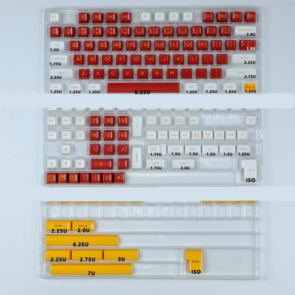 APOJHGF KBDiy SA Profile Keycap Set PBT Double Shot ISO Enter 7U Spacebar Compatible with Custom Mechanical Keyboard Kits(EVA-02)