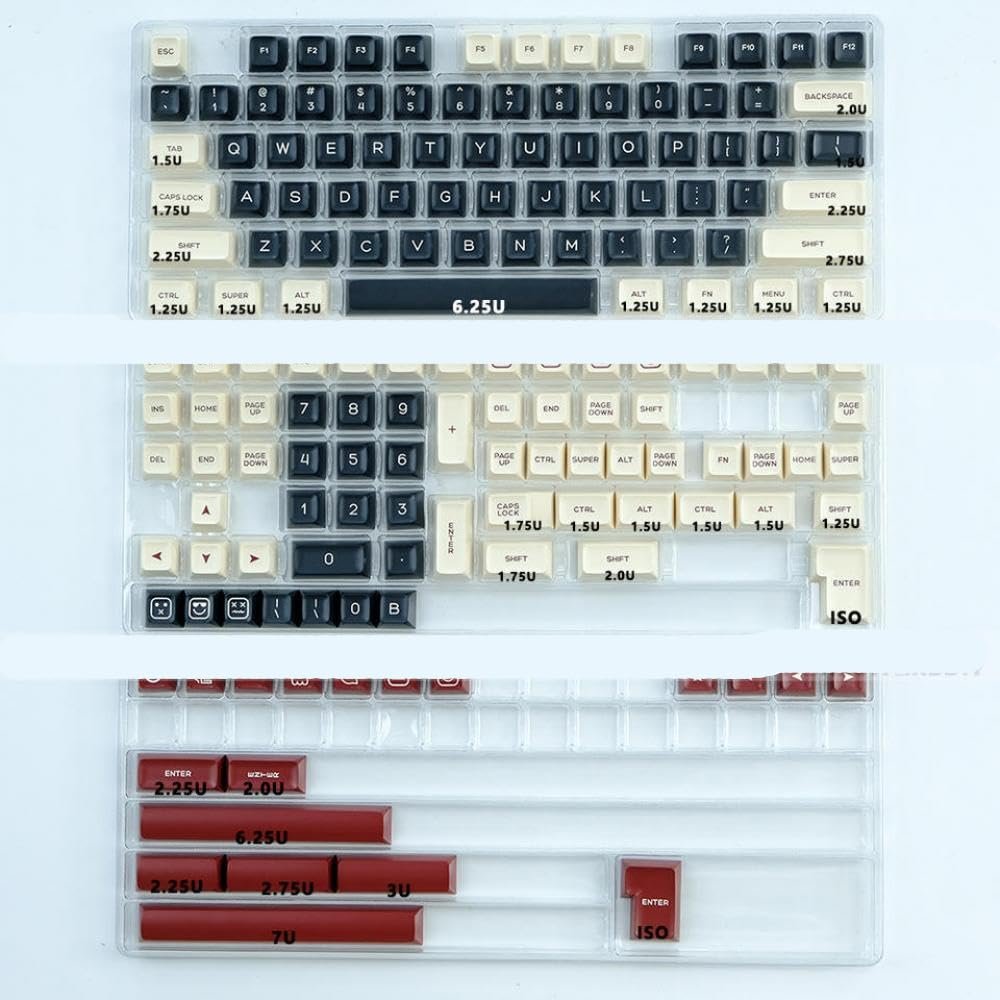 APOJHGF KBDiy SA Profile Keycap Set PBT Double Shot ISO Enter 7U Spacebar Compatible with Custom Mechanical Keyboard Kits(Rome)
