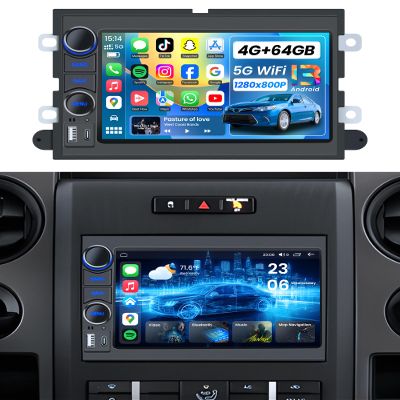 [4GB RAM +64GB ROM] Car Radio for Ford F150 2004-2008: 7'' Touch Screen Stereo with Wireless CarPlay & Android Auto Bluetooth 5GWiFi GPS FM RDS SWC Backup Camera