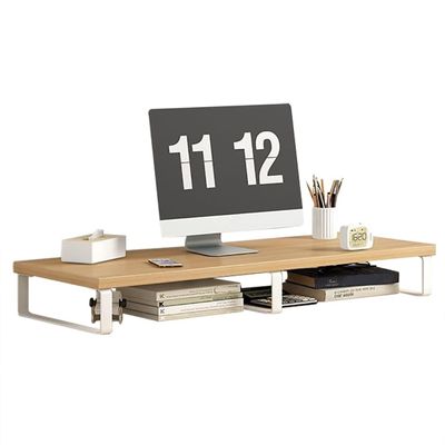 Ergonomic Computer Monitor Stand, Desktop Riser Organizer Shelf, Multi-Purpose Storage Accessories, Wood Color, 30x20x8cm(Beige,80x20x8cm)
