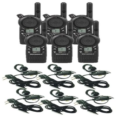 Motorola CLS1110 Two-Way Radios 6 Pack with Headsets  1-Watt UHF Walkie Talkies with Earpieces  Compact Business Radios for Retail, Hospitality, and Schools (Renewed)