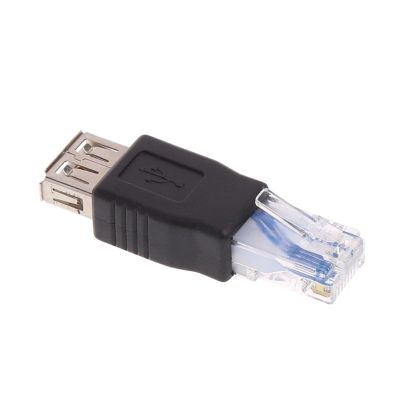 ACGTUY 1/2PCS Ethernet to USB Adapter RJ45 Ethernet Male to USB Female Converter 10Mb/100Mbs Network Connector for Laptops Computers(Black 1pc)