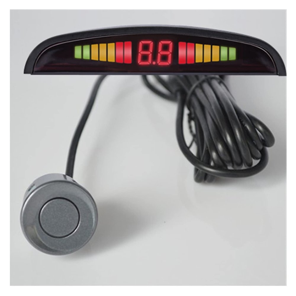 Car Parktronic LED with 4 Sensors Reverse Backup Car Parking Radar Monitor Detector System Backlight Display Sensors Radar System(Silver)