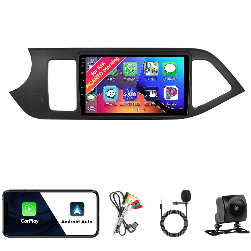 Car Radio Stereo for KIA PICANTO Morning 2011-2016, Android 13, 9" IPS Touch Screen Upgrade Replacement with CarPlay & Android Auto, GPS Navigation DSP SWC 5G WiFi Camera NF2 4CORE 2+32GB