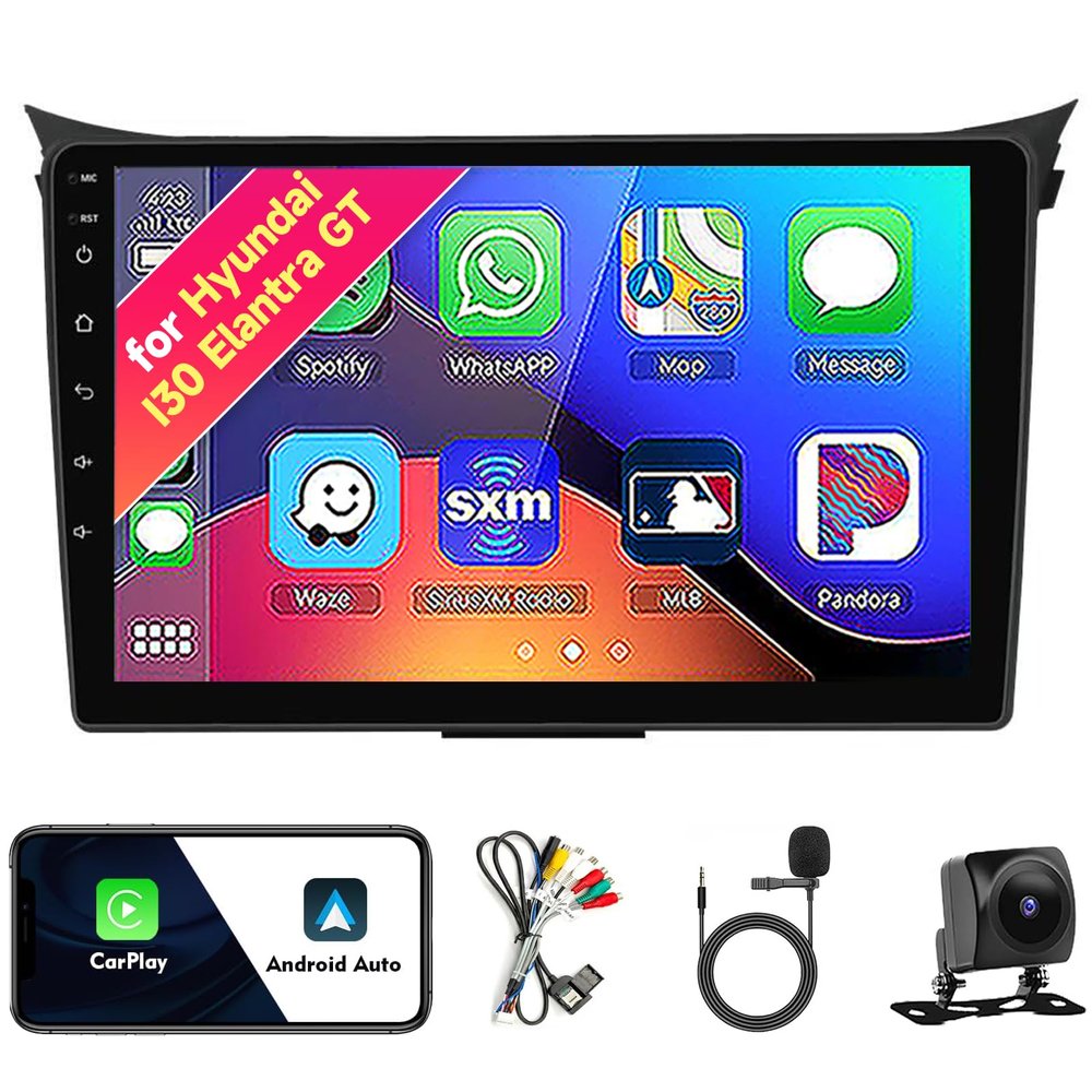 Car Radio Stereo for Hyundai I30 Elantra GT 2012-2016, Android 13, 9" IPS Touch Screen Upgrade Replacement with CarPlay & Android Auto, GPS Navigation DSP SWC 5G WiFi Camera 4CORE 2+64GB