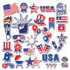 100 American Flag 4th July Stickers for Water Bottle and S urfaces, USA Patriotic Aesthetics Waterproof Vinyl Laptop Decals, Phone Case, Scrapbook, Skateboard, Cars, Others. view 1