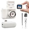 Small Digital Camera Keychain with Flash Light 1080p Tiny Camera Mini Retro Micro 1.4 in LCD Screen 32GB Card Charging Base Compact Portable Recorder for Travel Study Recording (White) view 1